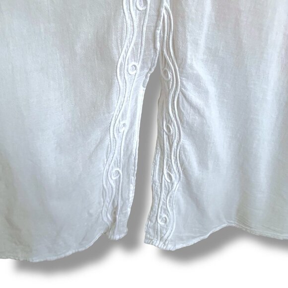 Soft Surroundings Womens Tunic Top Sz 3X White Cotton Boho Embroidered Coastal - Picture 11 of 12
